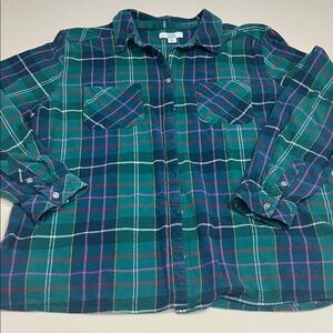 Croft & Barrow Teal and Pink Plaid Shirt